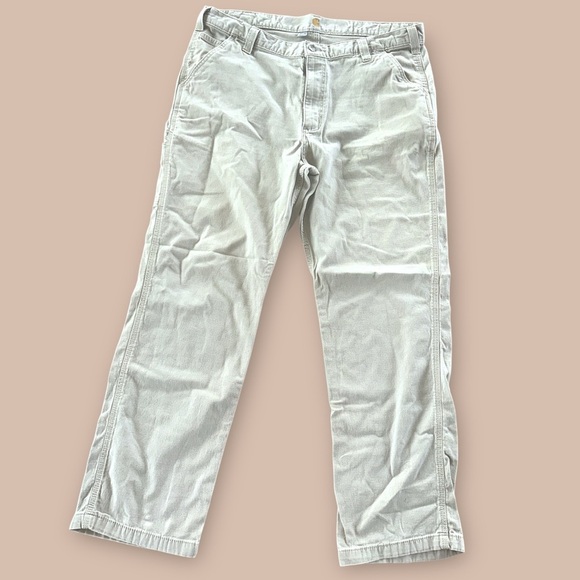 Vintage Carhartt men’s Canvas Workwear Light khaki relaxed fit Pants sz 40 x 32 - Picture 7 of 9